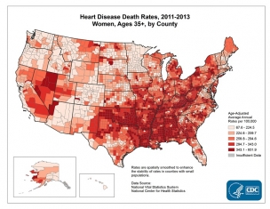 CDC data on Heart Disease in Women collected from the Interactive Atlas of Heart Disease
